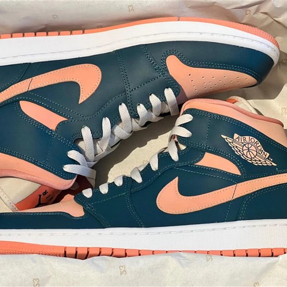 Air Jordan 1 Mid Dark Teal Green Wmns Size Nike - Picture 2 of 4